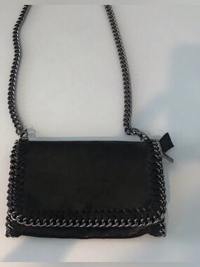 Black Chain-Trim Crossbody Bag